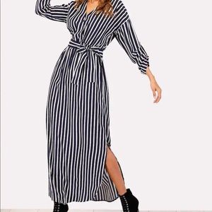 Self Tie Striped Dress